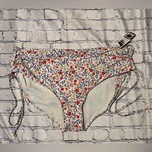 Time and Tru white floral bikini bottoms precious ties on side 3x (24w-26w) NEW